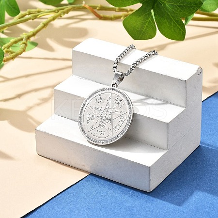 201 Stainless Steel Rhinestone Pendant Necklaces for Women LS-NJEW-U021-01P-1