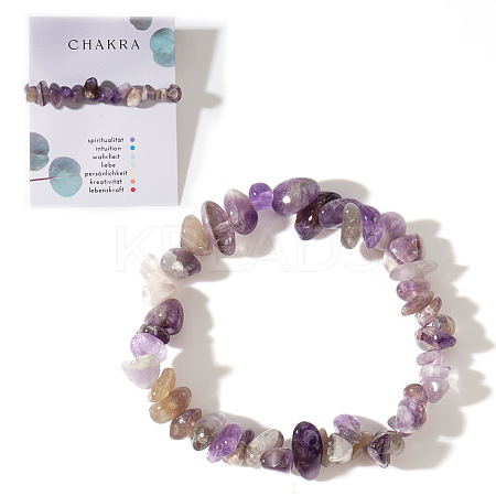 Natural Amethyst Chips Bead Stretch Bracelets for Women Men CI5318-7-1
