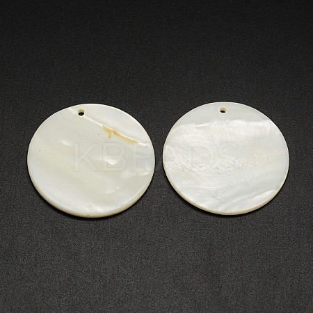 Flat Round Freshwater Shell Pendants X-SHEL-M005-35-1