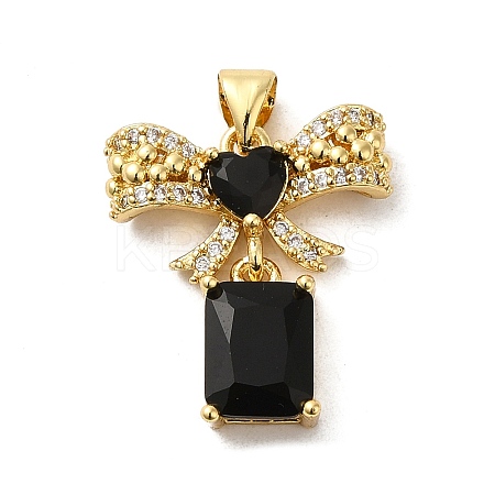 Rack Plating Brass Micro Pave Cubic Zirconia Pendants KK-P241-19G-01-1