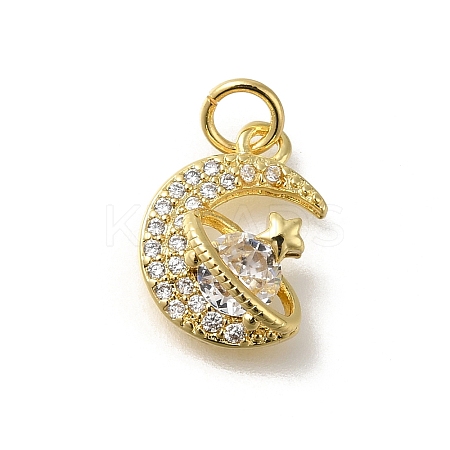 Rack Plating Brass with Cubic Zirconia Pendants KK-Z086-13G-01-1
