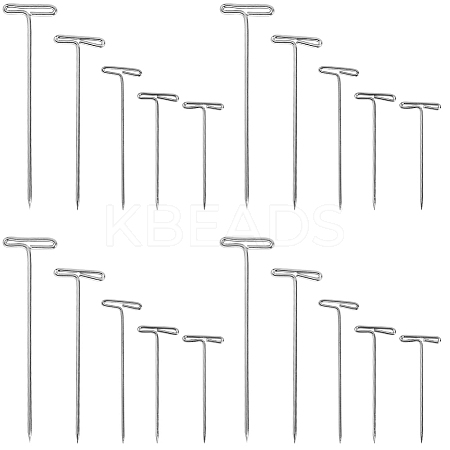 450Pcs 5 Styles Nickel Plated Steel T Pins for Blocking Knitting FIND-SP0002-88-1