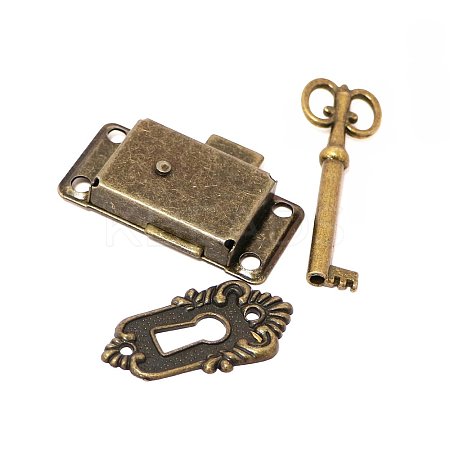 Vintage Alloy Surface Mounted Cabinet Lock Kit Sets LS-CABI-PW0001-181A-AB-1