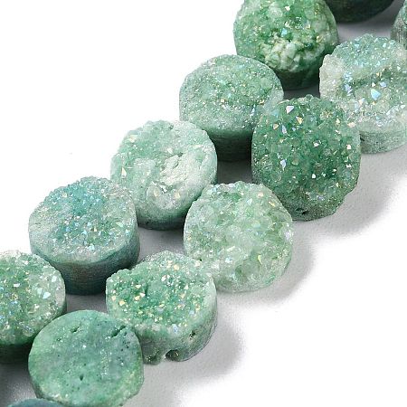 Electroplated Natural Druzy Agate Beads Strands G-M433-01K-1