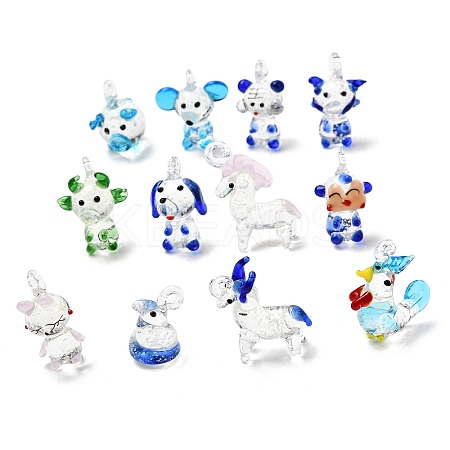 12Pcs Handmade Lampwork Pendants LAMP-P078-02-1