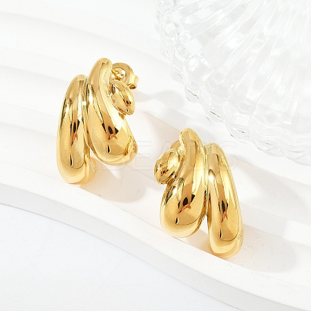 304 Stainless Steel Nuggets Stud Earrings EJEW-K268-28G-1
