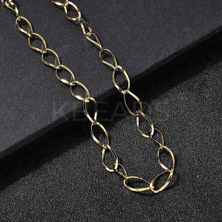 304 Stainless Steel Teardrop Link Chain Necklaces for Women Men NJEW-A058-02G-1