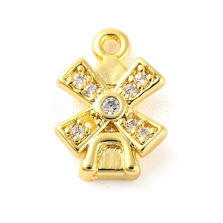 Brass Pave Clear Cubic Zirconia Charms KK-Z051-01G-02-1
