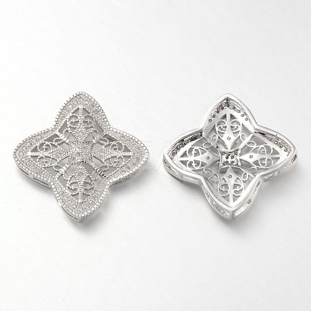 Filigree Flower Brass Micro Pave Cubic Zirconia Pendants LS-ZIRC-L034-03P-FF-1