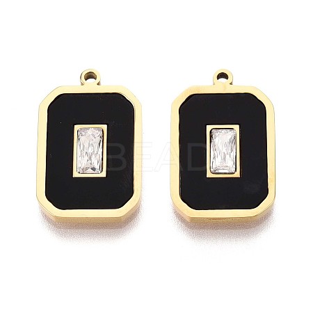 304 Stainless Steel Crystal Rhinestone and Acrylic Rectangle Pendants STAS-T071-15G-1