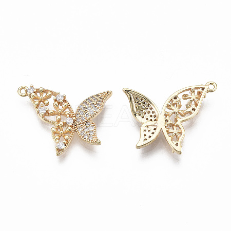 Brass Micro Pave Clear Cubic Zirconia Pendants KK-S355-008-A-NF-1