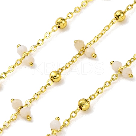 Handmade Faceted Natural White Jade Beaded Chains CHC-L050-02G-04-1