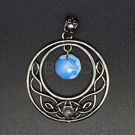 Opalite Faceted Hexagon Pendants PW-WGD21FA-08-1