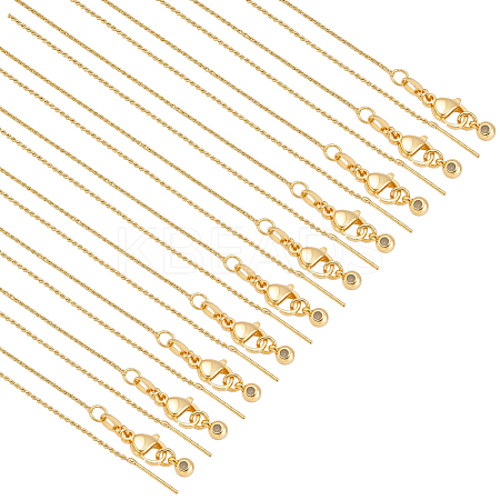 12Pcs 1MM Brass Wheat Chain Adjustable Slider Necklaces NJEW-NB0001-30-1