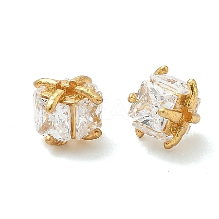 Brass Pave Cubic Zirconia Beads KK-H532-21A-G-1