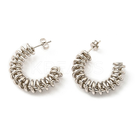 Tarnish Resistant 304 Stainless Steel Arch with Spiral Stud Earrings for Women EJEW-F319-08P-1