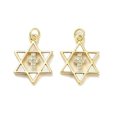 Brass Micro Pave Clear Cubic Zirconia Pendants KK-K365-10A-G-1