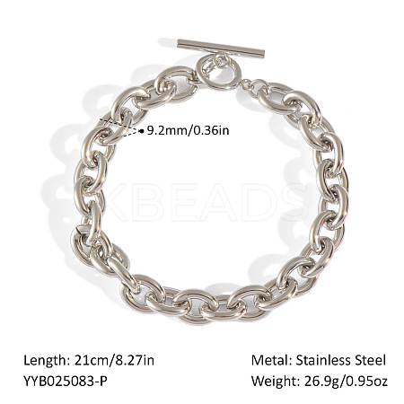 304 Stainless Steel Cable Chain Bracelets for Women FK9892-2-1