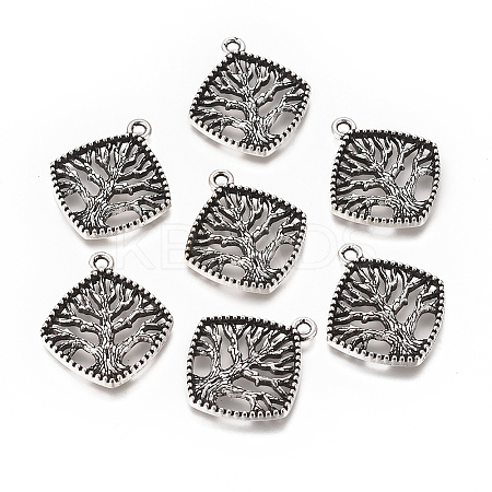 Tibetan Style Alloy Tree Pendants TIBEP-GC172-AS-NR-1