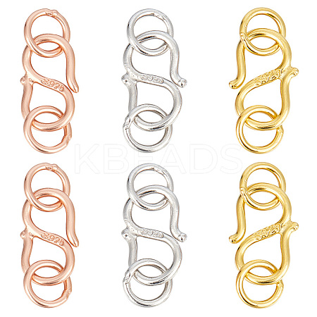 6Pcs 3 Colors 925 Sterling Silver S-Hook Clasps FIND-GO0001-44B-1