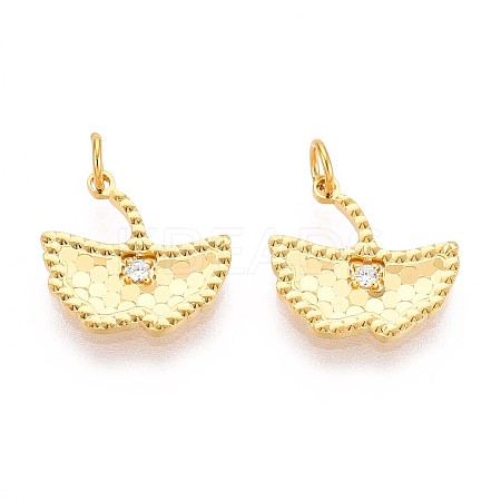 925 Sterling Silver Micro Pave Clear Cubic Zirconia Textured Leaf Charms STER-T008-52G-1