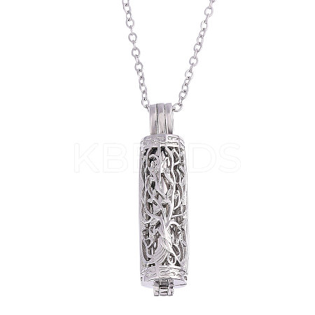 1Pc 304 Stainless Steel Tree of Life Hollow Column Pendant Pet Urn Ashes Necklaces NJEW-CA0001-28P-1