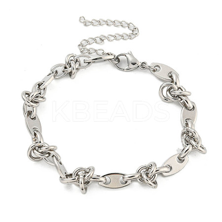 Non-Tarnish 304 Stainless Steel Oval Link Chains Bracelets for Men & Women BJEW-D042-19P-1