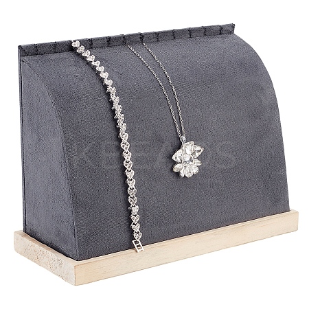 Wood Slant Back Necklaces Storage Rack NDIS-WH0001-16A-1