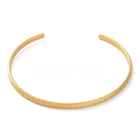 Ion Plating(IP) 304 Stainless Steel Textured Open Cuff Bangles BJEW-G714-01G-1
