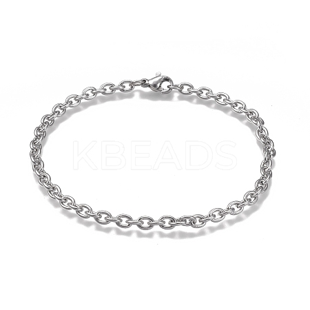 Tarnish Resistant 304 Stainless Steel Cable Chain Bracelets LS-BJEW-H532-01P-1