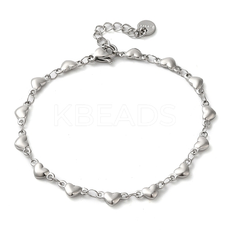 Non-Tarnish 304 Stainless Steel Heart Link Chain Bracelets for Women LS-BJEW-K237-07P-1