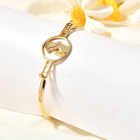 201 Stainless Steel Flat Round Link Bangles for Women LS-BJEW-R014-01G-05-1