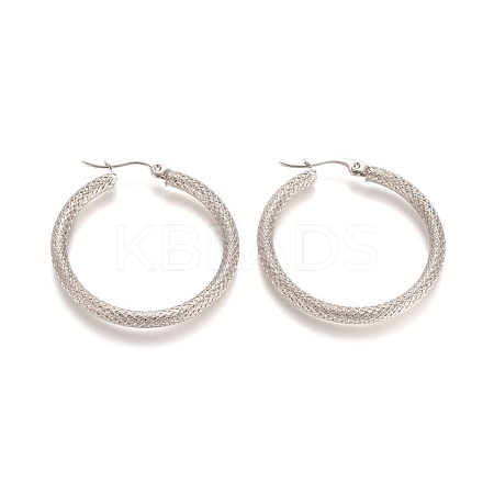 Tarnish Resistant 201 Stainless Steel Geometric Hoop Earrings STAS-D171-12A-P-1