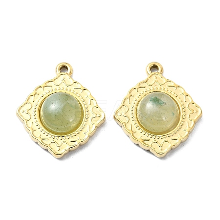 Natural Green Aventurine Rhombus Pendants STAS-L022-339G-02-1