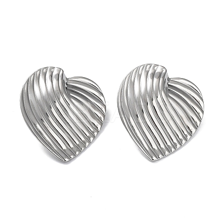Non-Tarnish 304 Stainless Steel Heart Ear Studs for Women EJEW-P234-18P-1