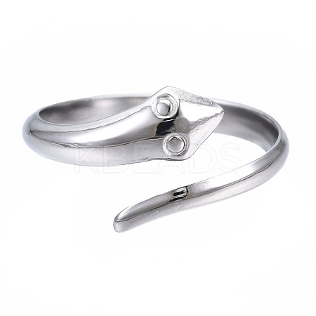 Non-Tarnish 304 Stainless Steel Snake Wrap Open Cuff Ring for Women RJEW-T023-76P-1