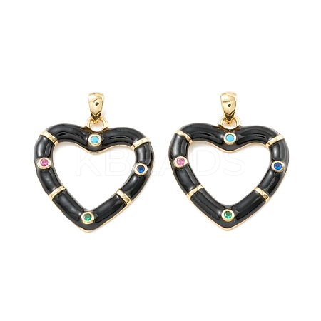 Rack Plating Brass Micro Pave Colorful Cubic Zirconia Pendants KK-D073-07G-05-1