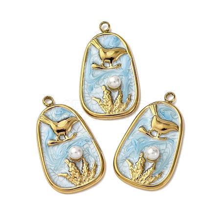 304 Stainless Steel Enamel Pendants STAS-P406-27A-G-1