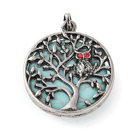 Synthetic Turquoise Tree of Life with Owl Pendants G-L524-15AS-03-1