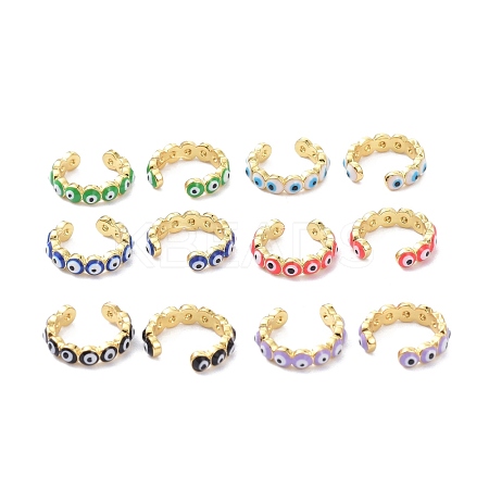 Brass Enamel Cuff Earrings KK-P205-19G-1
