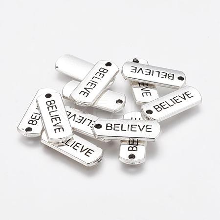 Tibetan Style Alloy Rectangle with Word Believe Pendants X-TIBEP-Q043-066-RS-1