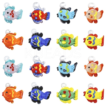8Pcs 8 Colors Handmade Lampwork Pendants LAMP-YW0004-33-1