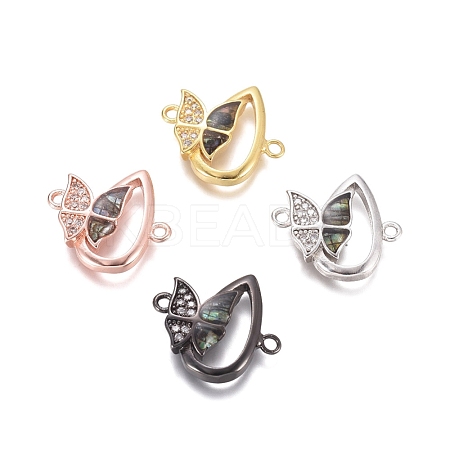 Brass Micro Pave Clear Cubic Zirconia Links connectors ZIRC-L085-64-1