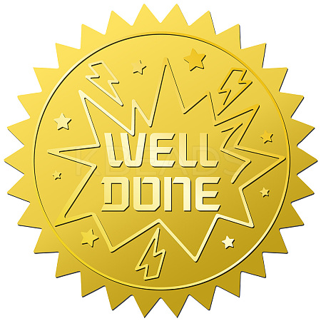 34 Sheets Well Done Self Adhesive Gold Foil Embossed Stickers DIY-WH0509-040-1
