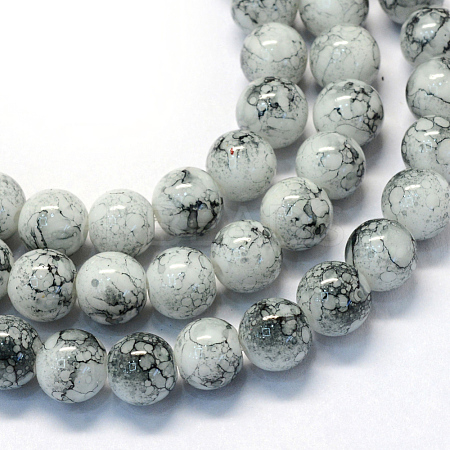 Baking Paint Glass Round Bead Strands X-DGLA-Q019-6mm-42-1