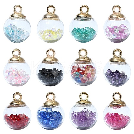 36Pcs 5 Styles Glass Pendants GLAA-YW0003-52-1