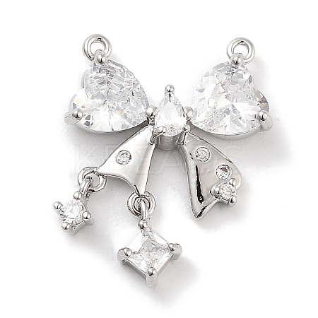 Brass Micro Pave Clear Cubic Zirconia Pendants ZIRC-L104-009P-1