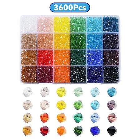 3600Pcs 24 Colors Transparent Electroplate Glass Beads GLAA-YW0003-33-1