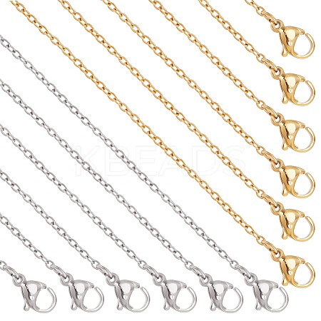  20Pcs 2 Style 304 Stainless Steel Cable Chains Necklaces Set for Men Women NJEW-NB0001-05-1