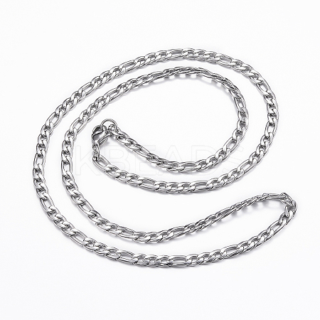 Non-Tarnish 304 Stainless Steel Figaro Chain Necklaces LS-NJEW-H445-18P-1